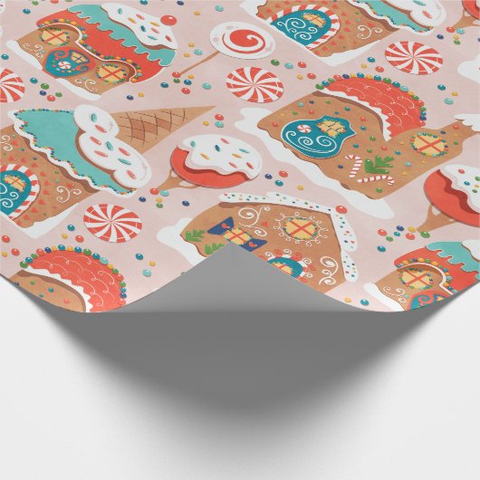 Gingerbrood en Snoep Land Cadeaupapier (Hoek)