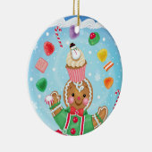 Gingerbrood en Snoep sierbloem Keramisch Ornament (Rechts)