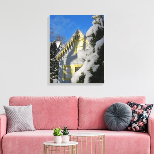 Gingerbrood en Wintersneeuw - Wijntuin van Martha Canvas Afdruk (Insitu (Woonkamer))