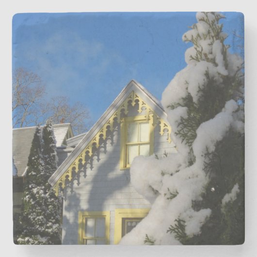 Gingerbrood en Wintersneeuw - Wijntuin van Martha Stenen Onderzetter (Voorkant)