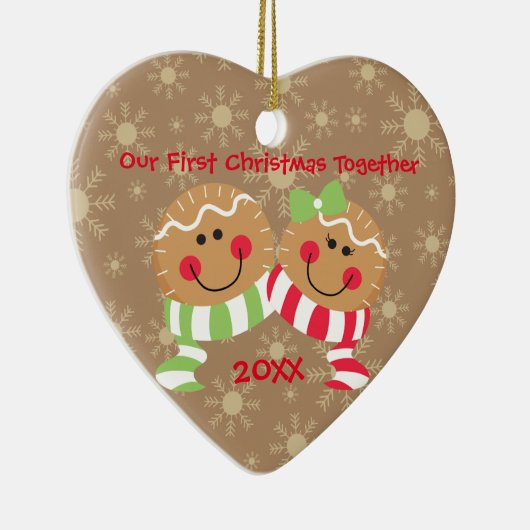 Gingerbrood Face First Kerstmis Together Ornament (Rechts)