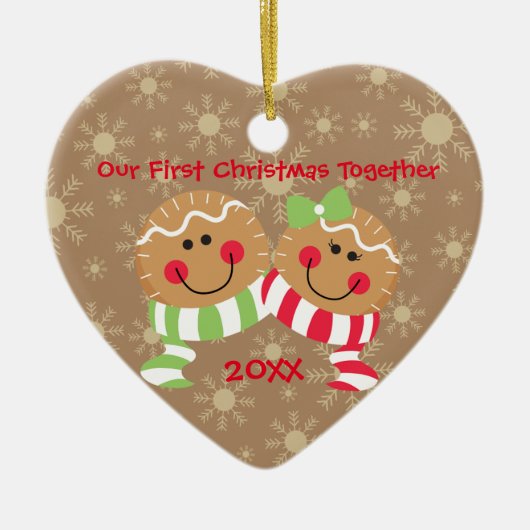 Gingerbrood Face First Kerstmis Together Ornament (Voorkant)