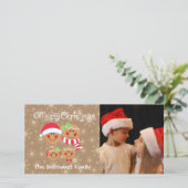 GingerBrood Faces Familie van 4-foto-kerstkaart Feestdagenkaart (Staand voorkant)