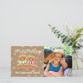 GingerBrood Faces Familie van 5 Foto-kerstkaart Feestdagenkaart (Staand voorkant)