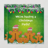 Gingerbrood Familie & kerstlichten Uitnodiging (Voorkant / Achterkant)