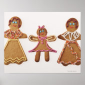 Gingerbrood familie. Tegen witte achtergrond. Poster (Voorkant)