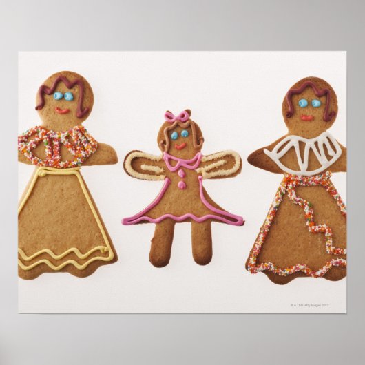 Gingerbrood familie. Tegen witte achtergrond. Poster (Voorkant)