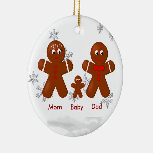 Gingerbrood Familie van drie kerstsieraden Keramisch Ornament (Rechts)