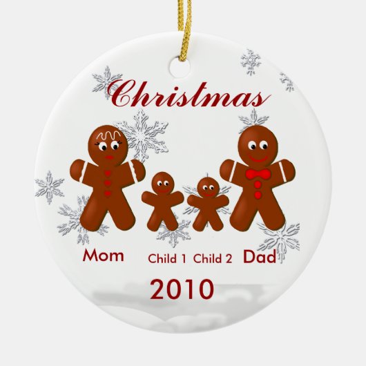 Gingerbrood Familie van Vier kerstversiering Keramisch Ornament (Voorkant)