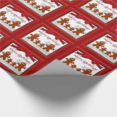 Gingerbrood Familie Vier Kerstmis Cadeaupapier (Hoek)