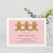 Gingerbrood Friends Cookie Swap of Holiday Party Kaart (Staand voorkant)