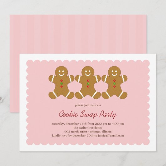 Gingerbrood Friends Cookie Swap of Holiday Party Kaart (Voorkant / Achterkant)