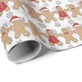 Gingerbrood Friends Cute Kerstfeestdag Gift Cadeaupapier (Rol Hoek)