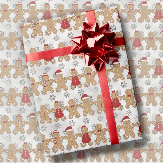 Gingerbrood Friends Cute Kerstfeestdag Gift Cadeaupapier