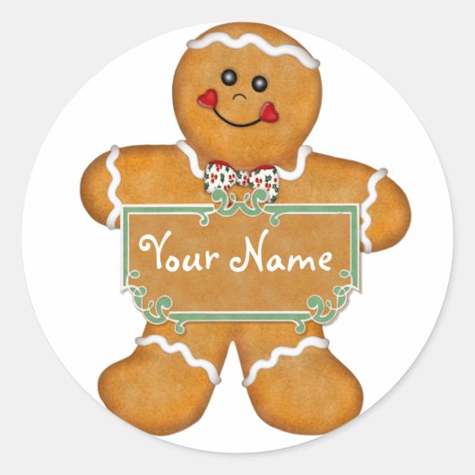 Gingerbrood Fun Ronde Sticker (Voorkant)