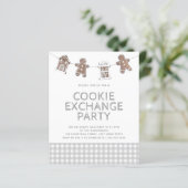 Gingerbrood Gingham Cookie Exchange Budget Invite (Staand voorkant)