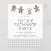 Gingerbrood Gingham Cookie Exchange Budget Invite (Voorkant)