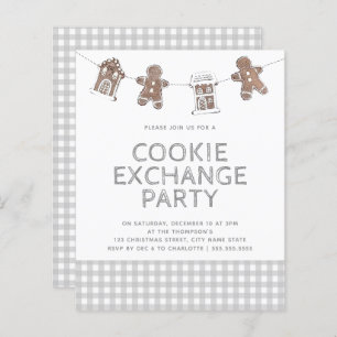 Gingerbrood Gingham Cookie Exchange Budget Invite