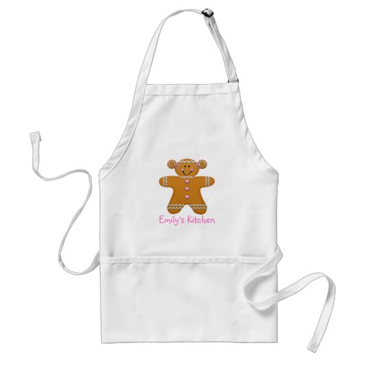 Gingerbrood Girl Apron~Aanpassen met naam Standaard Schort (Voorkant)
