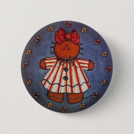 Gingerbrood Girl Button Pin