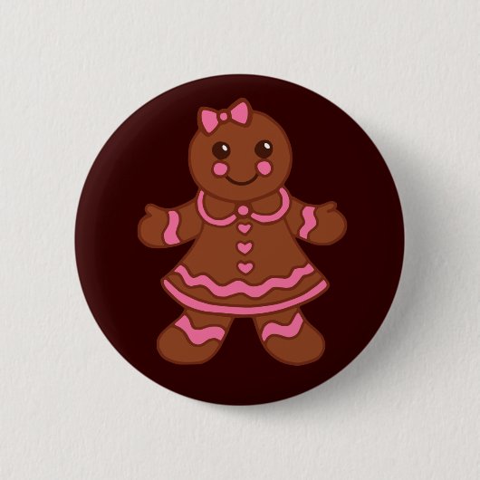 Gingerbrood Girl-Button Ronde Button 5,7 Cm (Voorkant)
