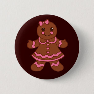 Gingerbrood Girl-Button Ronde Button 5,7 Cm