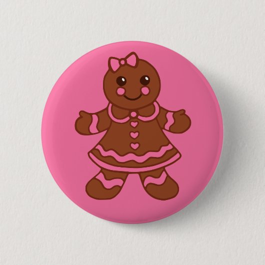 Gingerbrood Girl-Button Ronde Button 5,7 Cm (Voorkant)