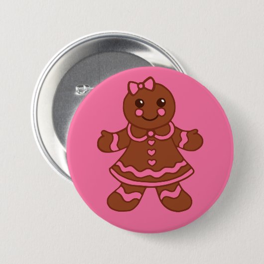 Gingerbrood Girl-Button Ronde Button 7,6 Cm (Voorkant /achterkant)