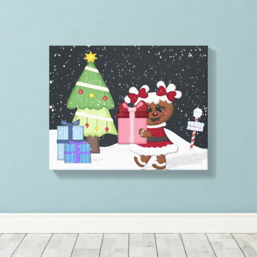 Gingerbrood Girl Canvas Afdruk (Insitu (Houten vloer))