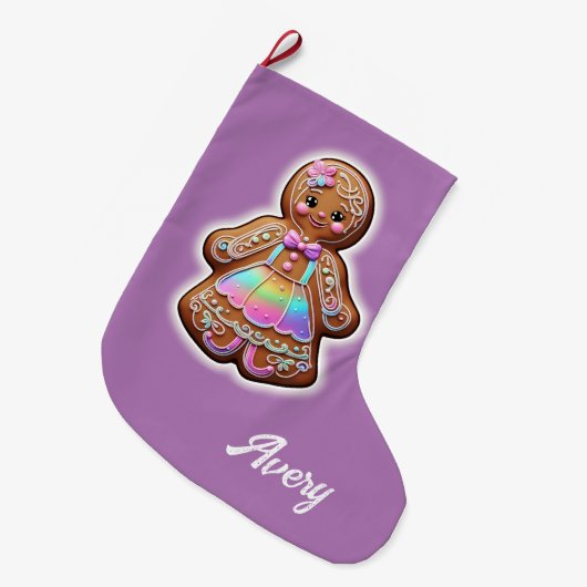 Gingerbrood Girl Grote Kerstsok (Voorkant (Hangend))