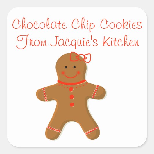 Gingerbrood Girl Homemade Bakery Vierkante Sticker (Voorkant)