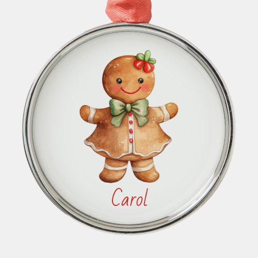 Gingerbrood Girl-kerst Metalen Ornament (Voorkant)