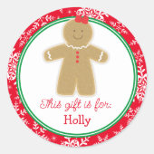 Gingerbrood Girl Kinderen Gift Label Kerst sticker (Voorkant)