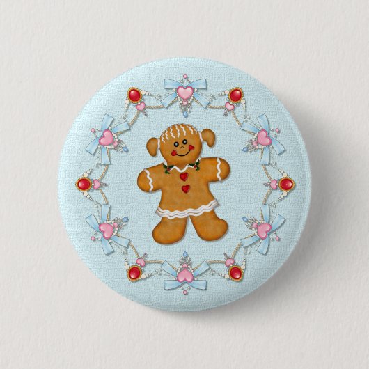 Gingerbrood Girl Ronde Button 5,7 Cm (Voorkant)