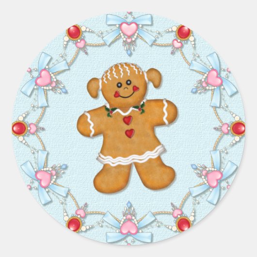Gingerbrood Girl Ronde Sticker (Voorkant)