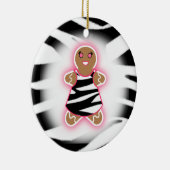 GingerBrood Girl - Zebra Print and Pink Keramisch Ornament (Rechts)