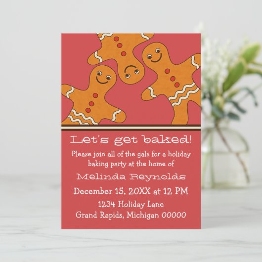 Gingerbrood glimlachen Kerstfeest Uitnodigen Kaart (Staand voorkant)
