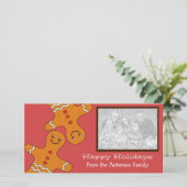 Gingerbrood glimlachen Kerstfotokaart voor mannen Feestdagenkaart (Staand voorkant)