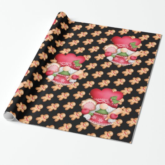 Gingerbrood Gnome Aanpassen Kleur Cadeaupapier (Uitgerold)