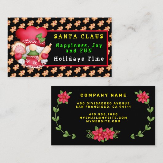 Gingerbrood Gnome Aanpassen kleur en tekst Visitekaartje (Voorkant / Achterkant)