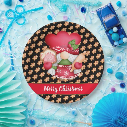 Gingerbrood Gnome Aanpassen kleur- en tekstpapier  Papieren Bordje (Feest)