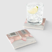 Gingerbrood Harten in sneeuw - Martha's wijntuin Stenen Onderzetter (Zijkant)