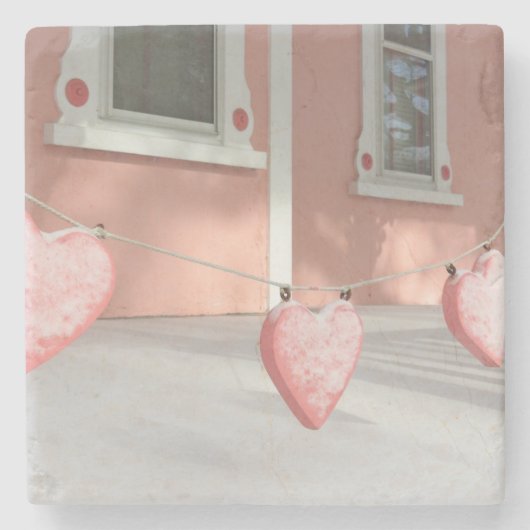 Gingerbrood Harten in sneeuw - Martha's wijntuin Stenen Onderzetter (Voorkant)