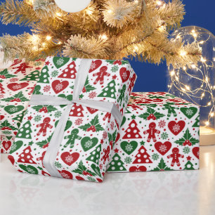 Gingerbrood, harten n' Bomen, verpakkingspapier Cadeaupapier