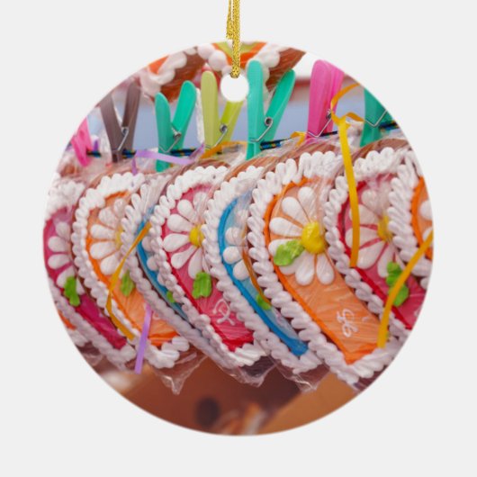 Gingerbrood Heart Cookies Lebkuchen Valentijn Keramisch Ornament (Achterkant)