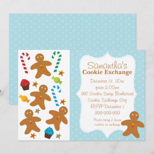 Gingerbrood Holiday Cookie Exchange Kaart (Voorkant / Achterkant)