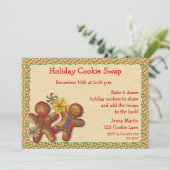 Gingerbrood Holiday Cookie Swap Uitnodiging (Staand voorkant)