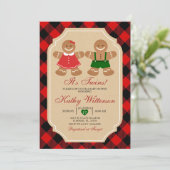 GingerBrood Holiday Het is Twins Baby shower Kaart (Staand voorkant)