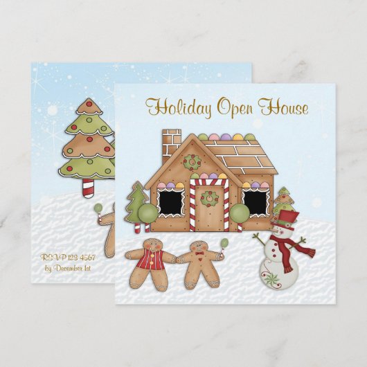 Gingerbrood Holiday Party Uitnodiging (Voorkant / Achterkant)