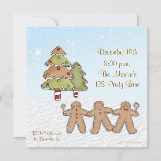 Gingerbrood Holiday Party Uitnodiging (Achterkant)